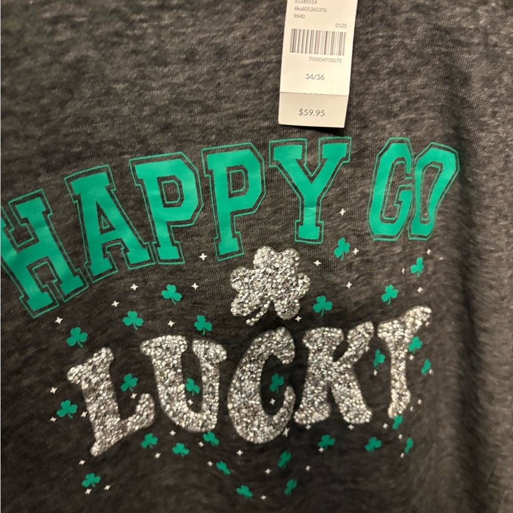 Lane Bryant Gray and green Happy Go Lucky  sweatshirt